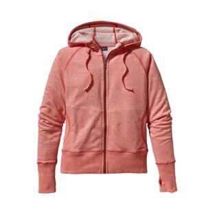 Patagonia Women’s Medium Pink Zip Up Jacket Outdoor Hood Light Layer Girly Cozy